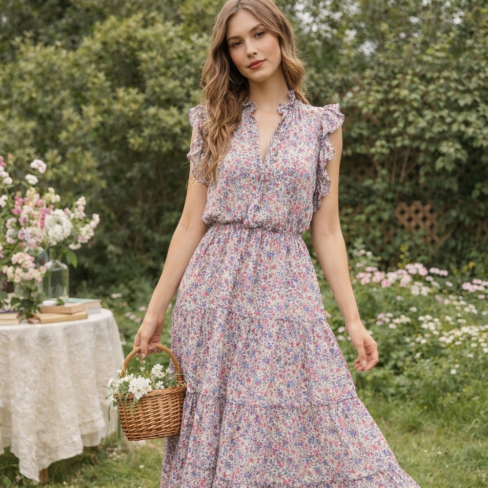 BB Dakota Lavender Floral Maxi Dress